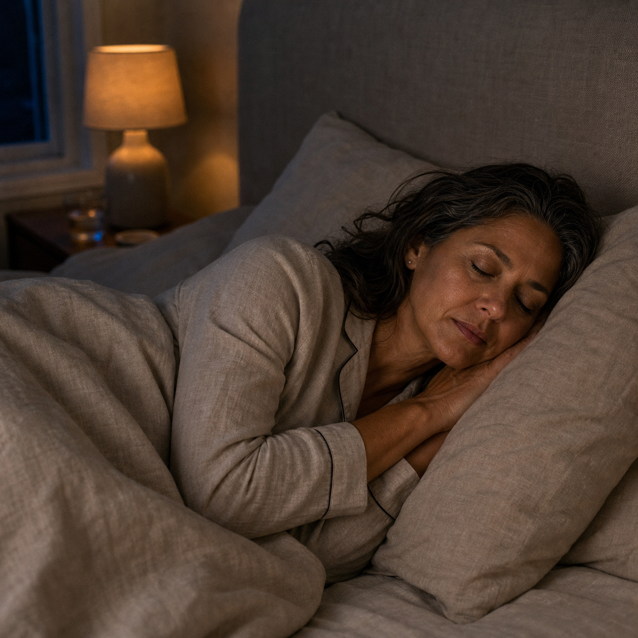 Woman sleeping peacefully at 3 AM, through the cortisol-magnesium window