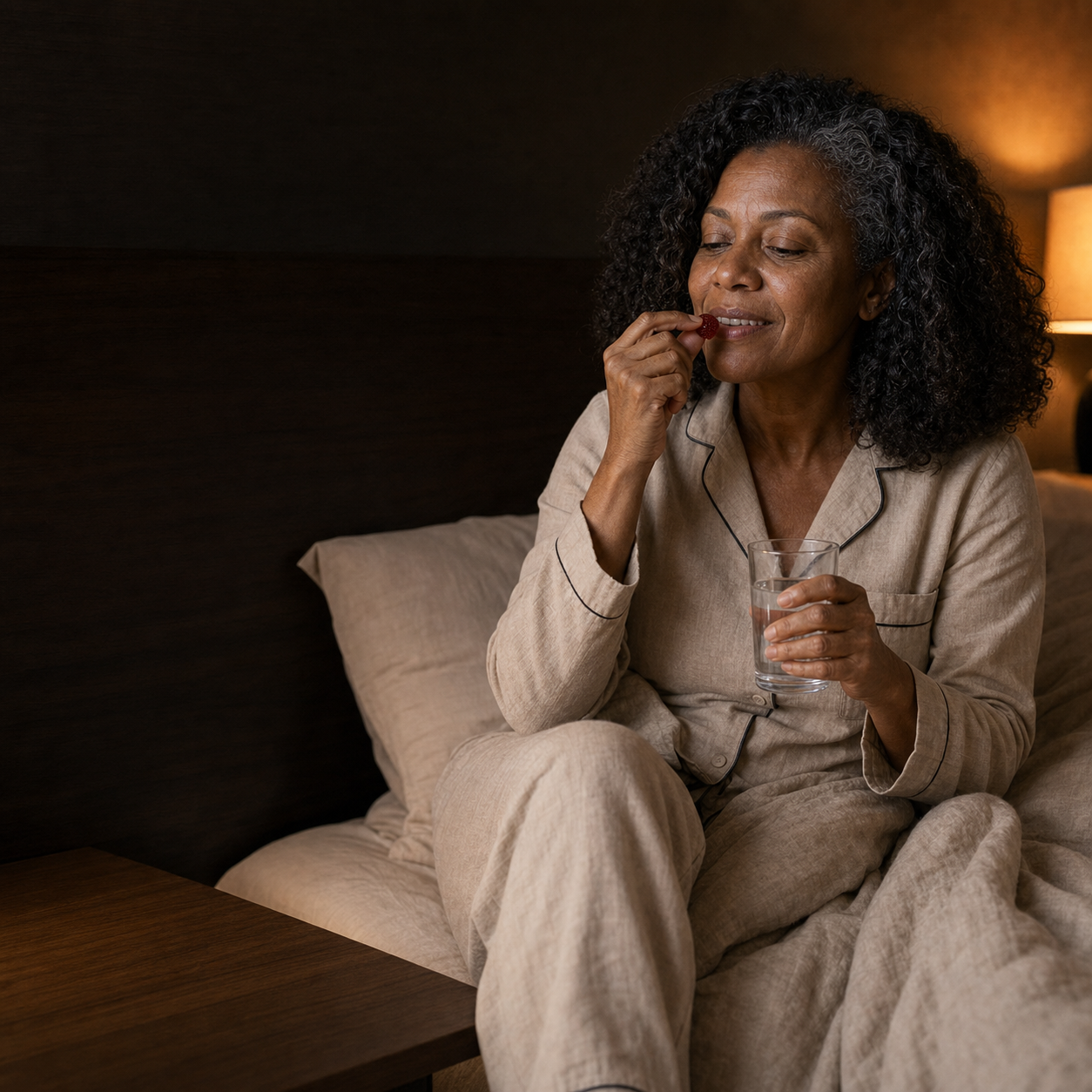 Woman taking the gummy