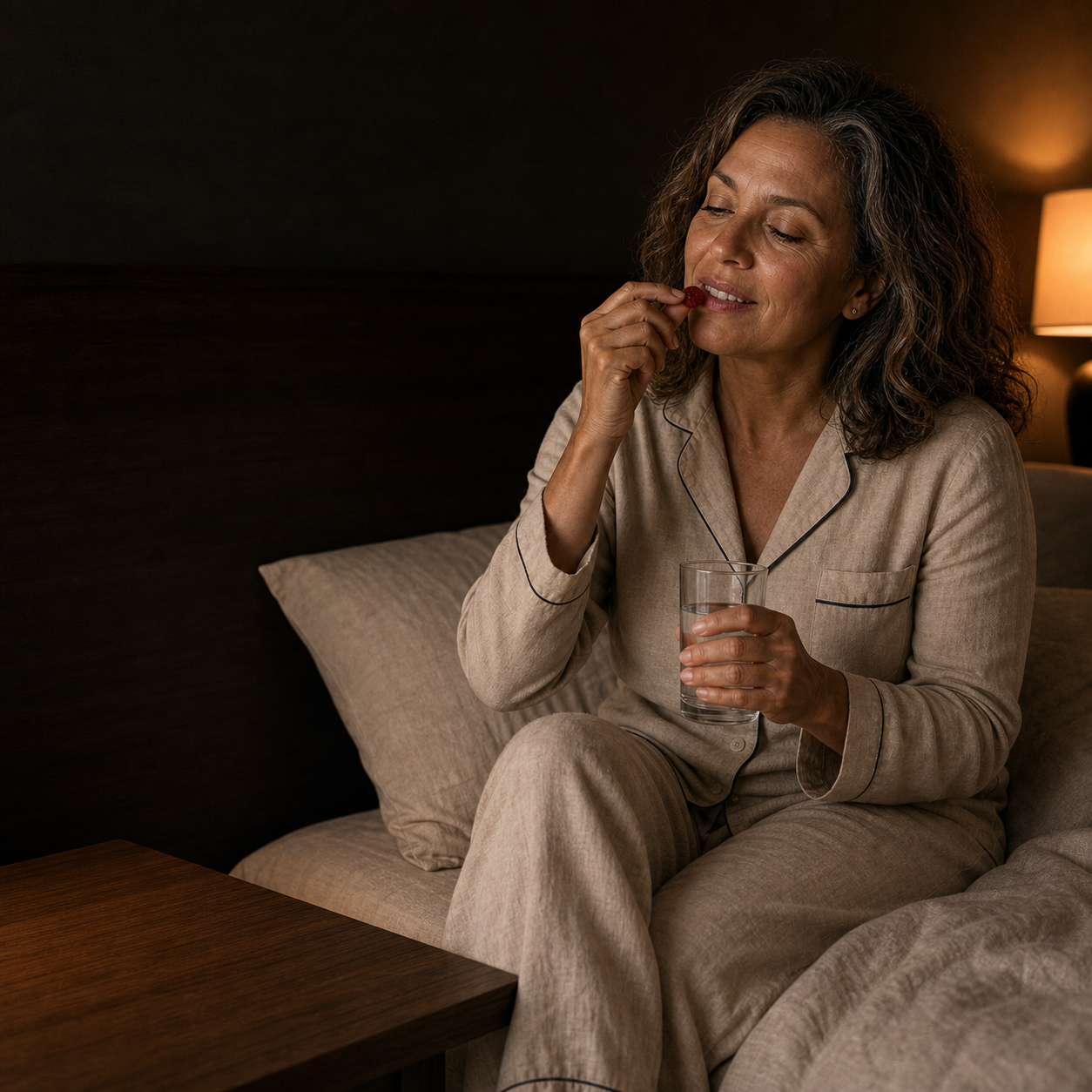 Woman taking the gummy