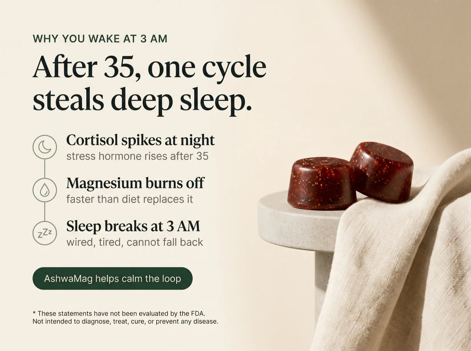 Why you wake at 3 AM: after 35 one cycle steals deep sleep, cortisol spikes at night, magnesium burns off, sleep breaks at 3 AM